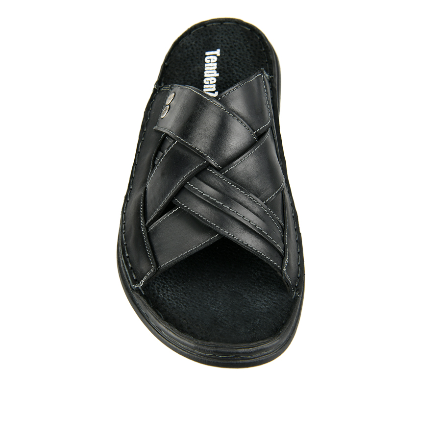 мъжки чехли естествена кожа черни 1