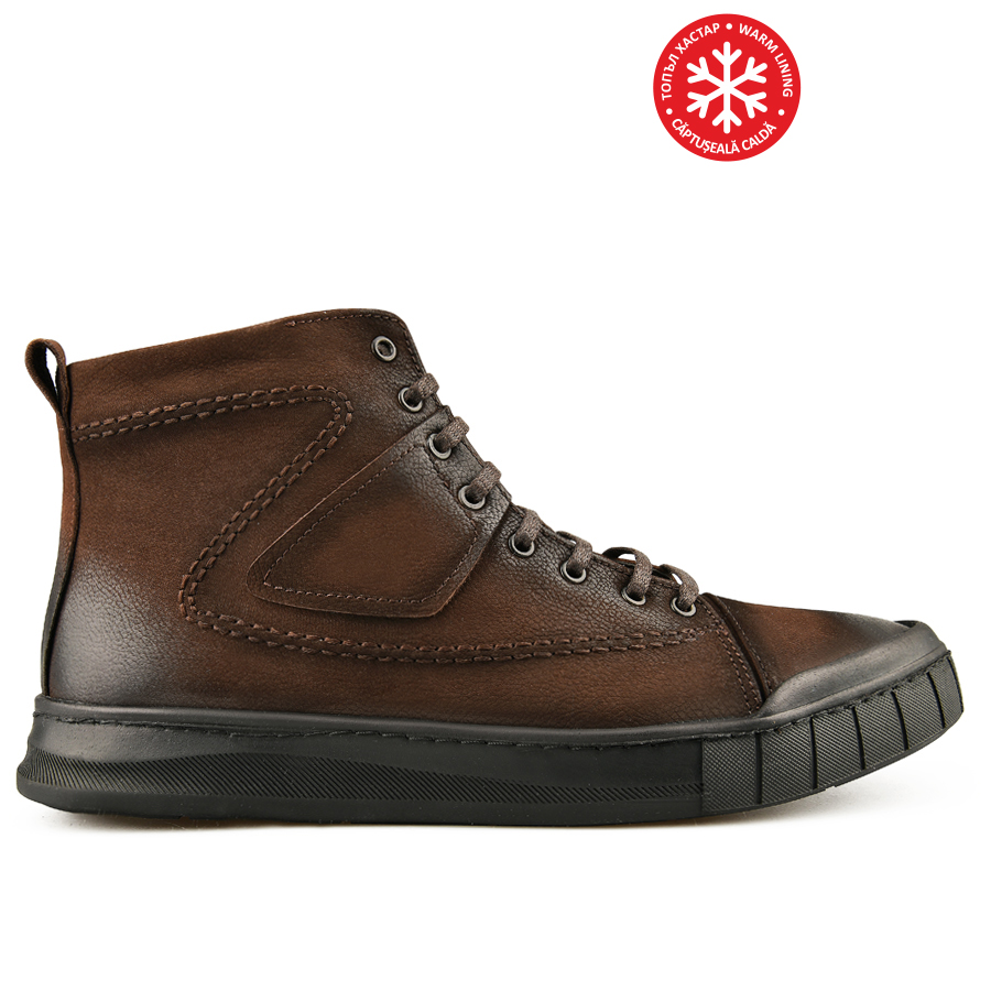 ανδρικά μποτάκια φυσικό δέρμα σκούρο καφέ 0