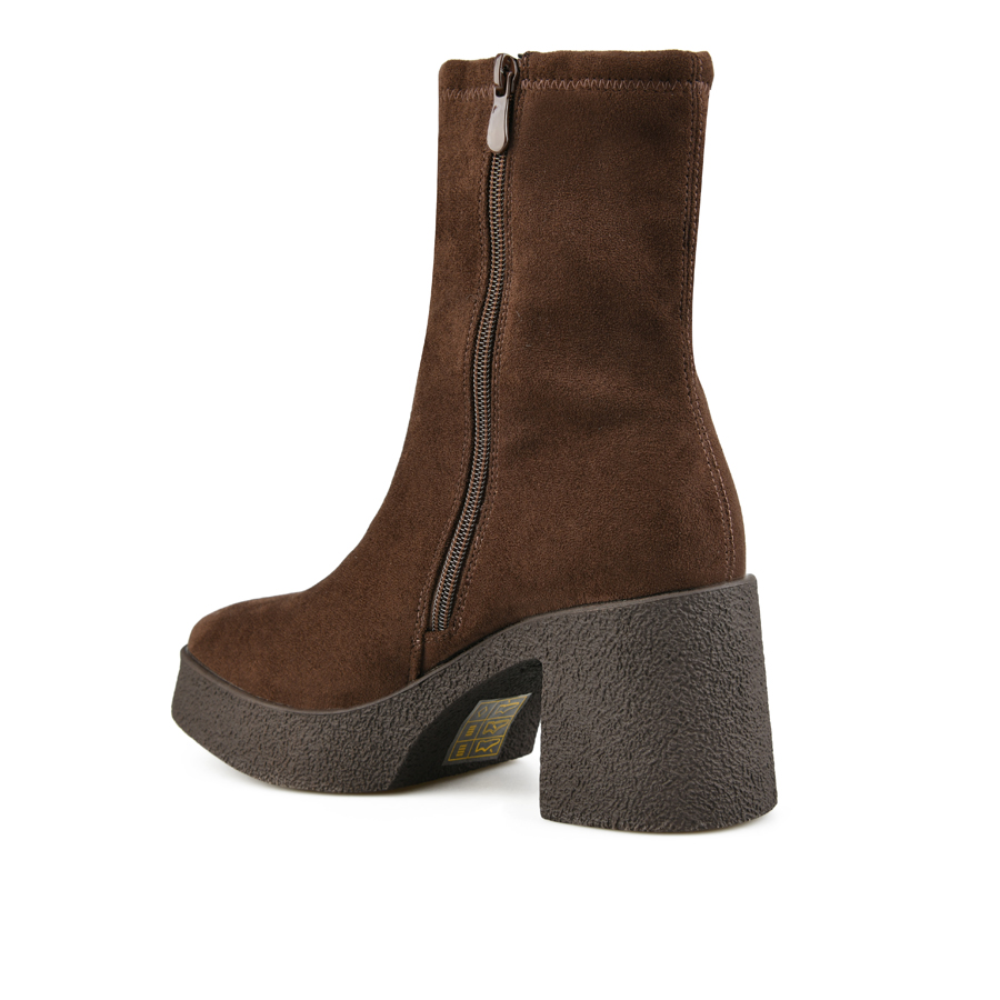 botine damă textil maro 3