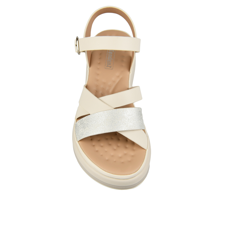 γυναικεία σανδάλια οικολογικό δέρμα ανοιχτό μπεζ 1