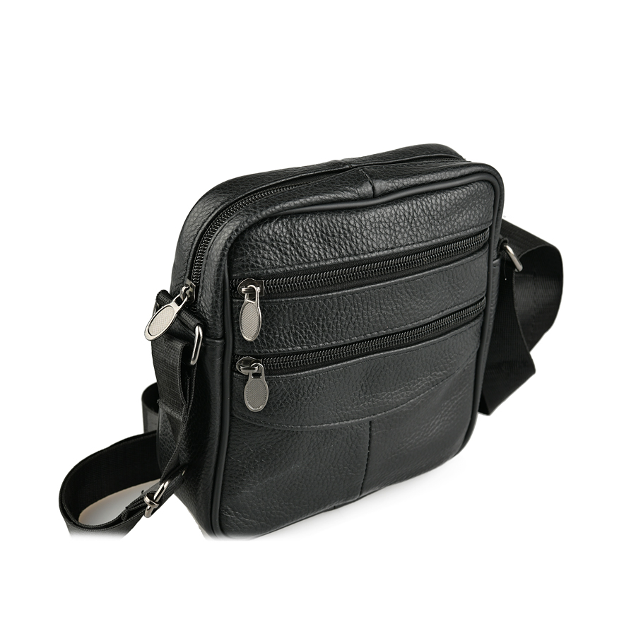 мъжка чанта естествена кожа черна 2