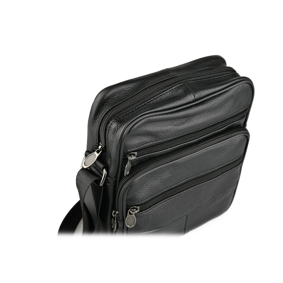 мъжка чанта естествена кожа черна 2