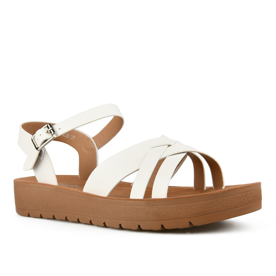 γυναικεία σανδάλια οικολογικό δέρμα λευκά 2