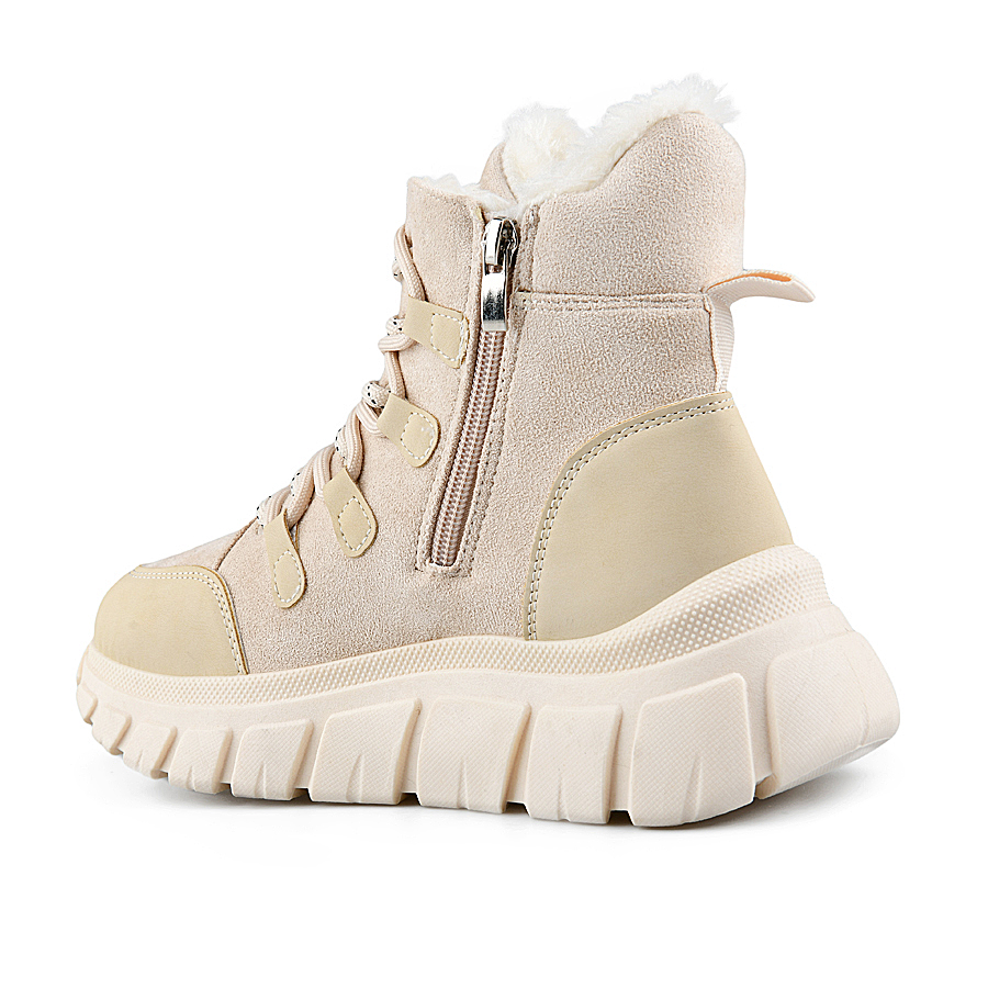 γυναικεία μποτάκια οικολογικό δέρμα/ύφασμα μπεζ 3