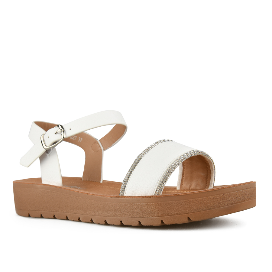 sandale damă piele ecologică alb 1