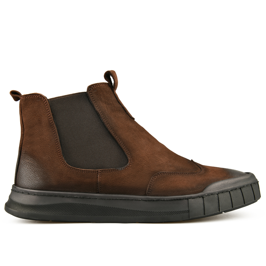 ανδρικά μποτάκια φυσικό δέρμα σκούρο καφέ 0