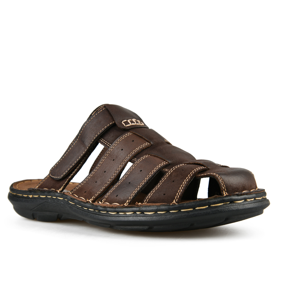 ανδρικά παντόφλες φυσικό δέρμα καφέ 1