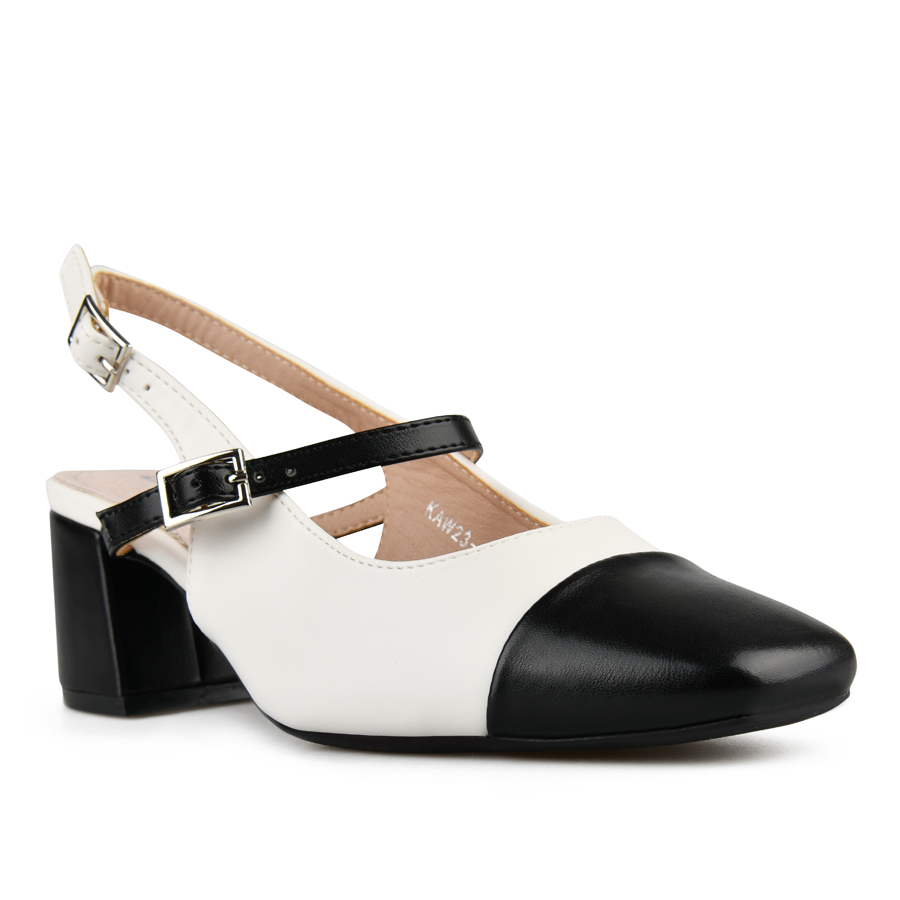 pantofi damă piele ecologică alb/negru 2