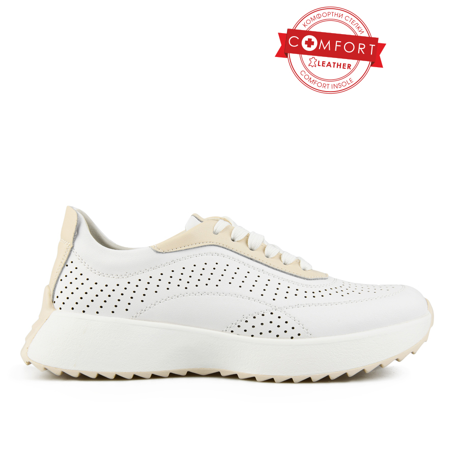 дамски обувки естествена кожа бяло/бежови 0