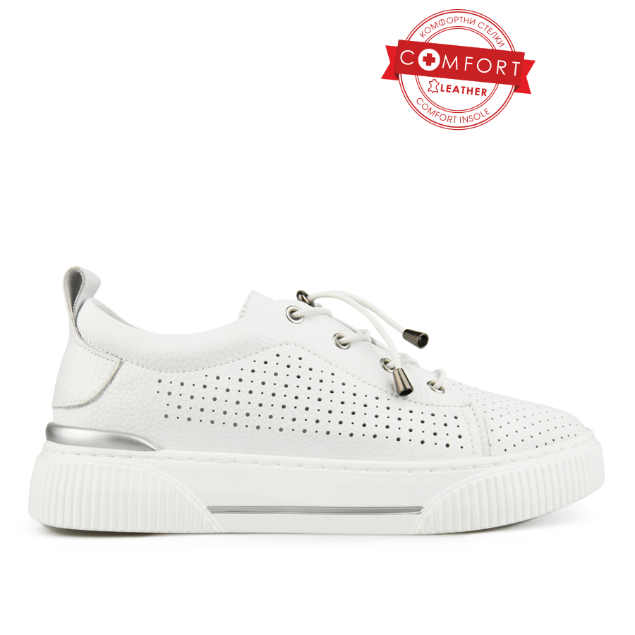 дамски обувки естествена кожа бели 0