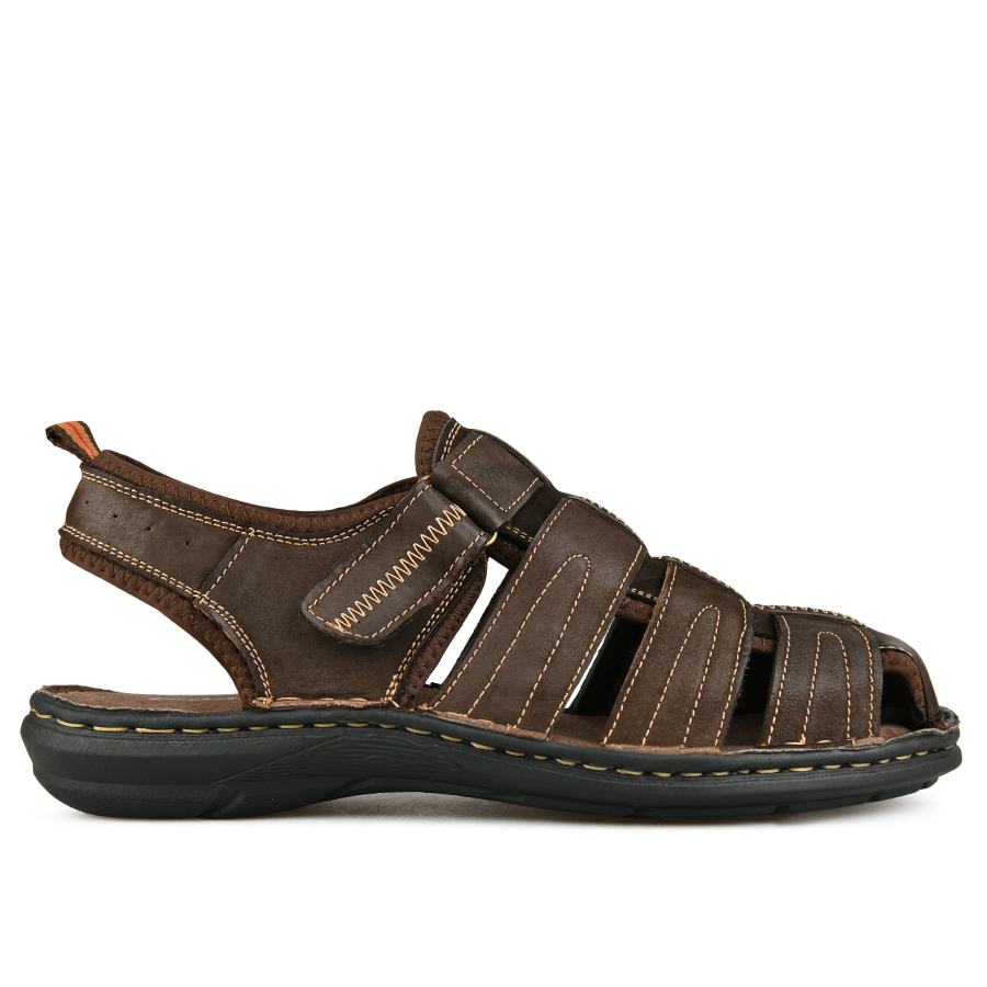 мъжки сандали естествена кожа кафяви 0