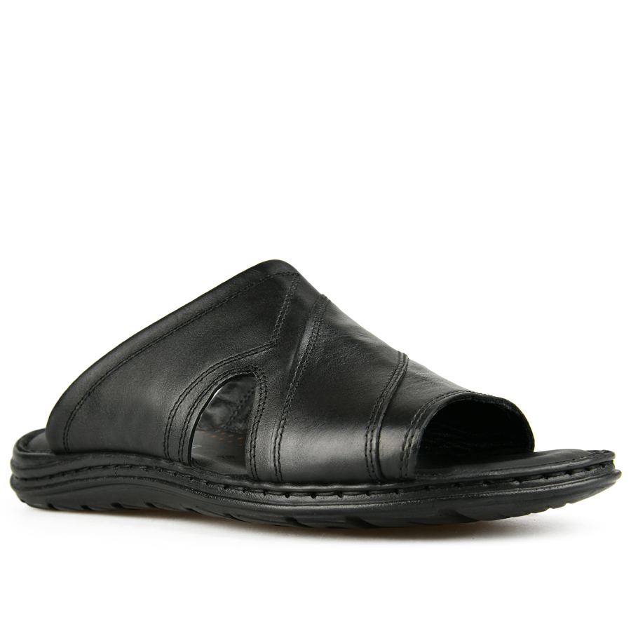 ανδρικά παντόφλες φυσικό δέρμα μαύρο 2
