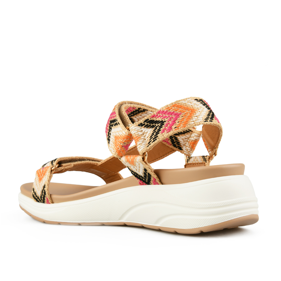 γυναικεία σανδάλια ύφασμα μπεζ 2