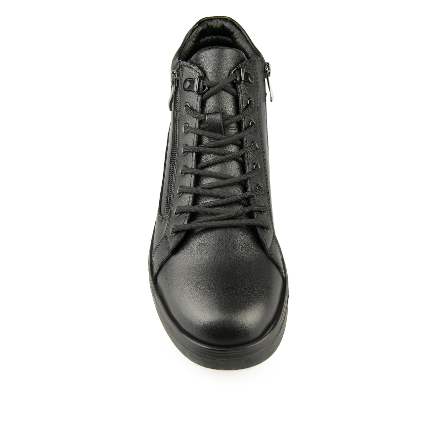 ανδρικά μποτάκια φυσικό δέρμα μαύρο 2