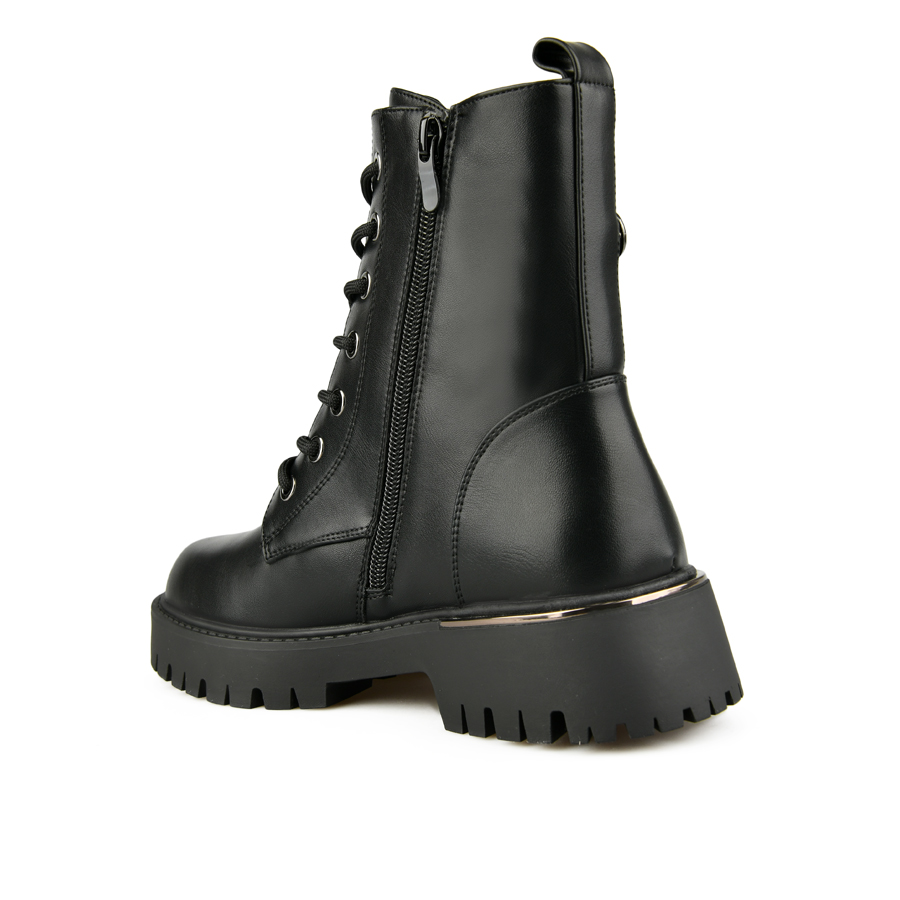 γυναικεία μποτάκια ύφασμα/οικολογικό δέρμα μαύρο 3