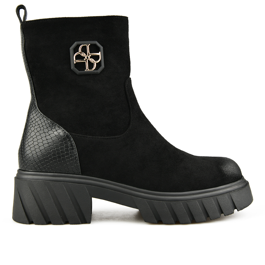 botine damă piele ecologică/textil negru 0