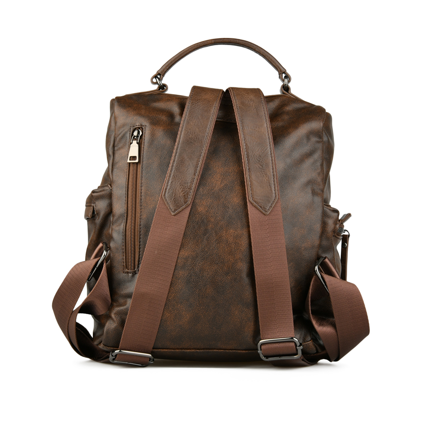 дамска раница естествена кожа/еко кожа кафява 1