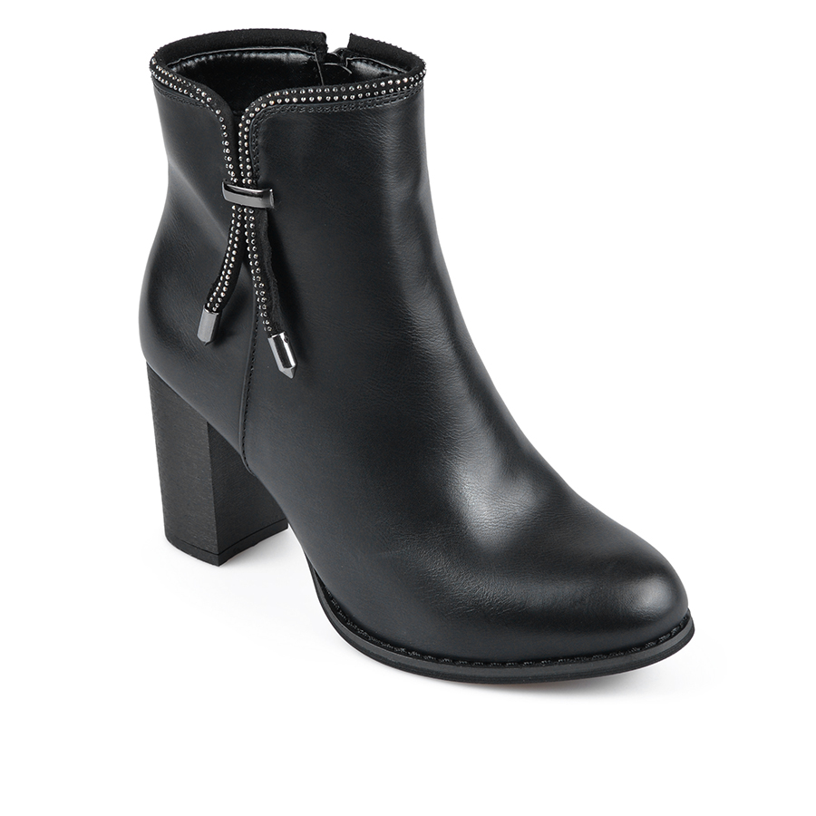 γυναικεία μποτάκια οικολογικό δέρμα μαύρο 1