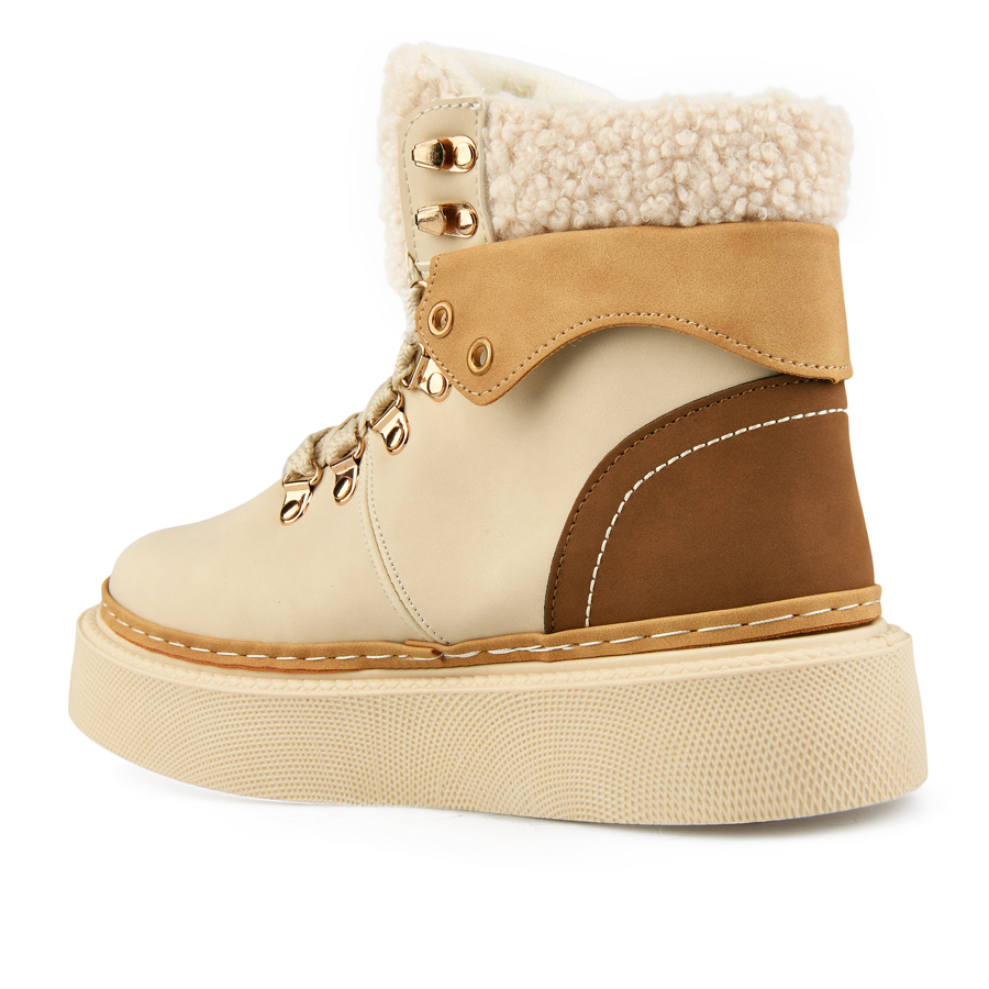 botine damă piele ecologică/textil bej 3