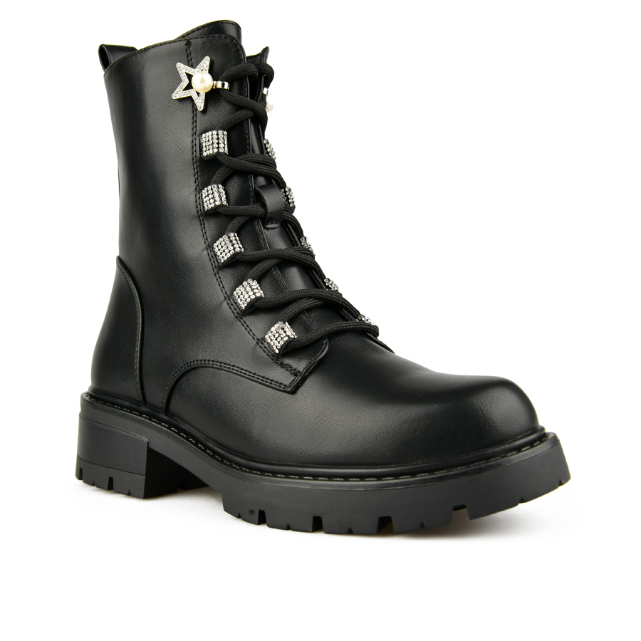 γυναικεία μποτάκια οικολογικό δέρμα μαύρο 1