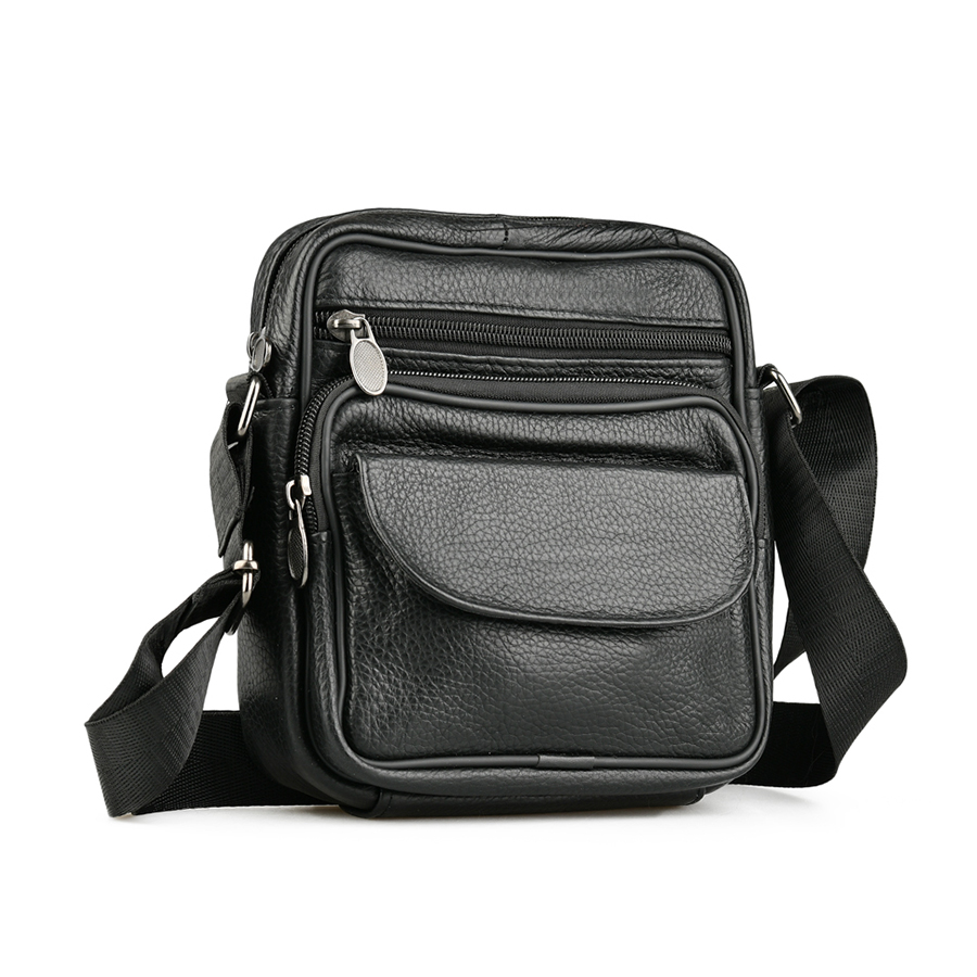 мъжка чанта естествена кожа черна 0