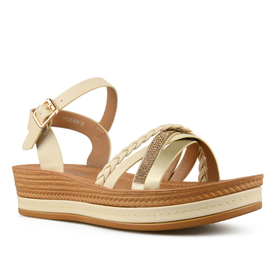 дамски сандали еко кожа светло бежови 2