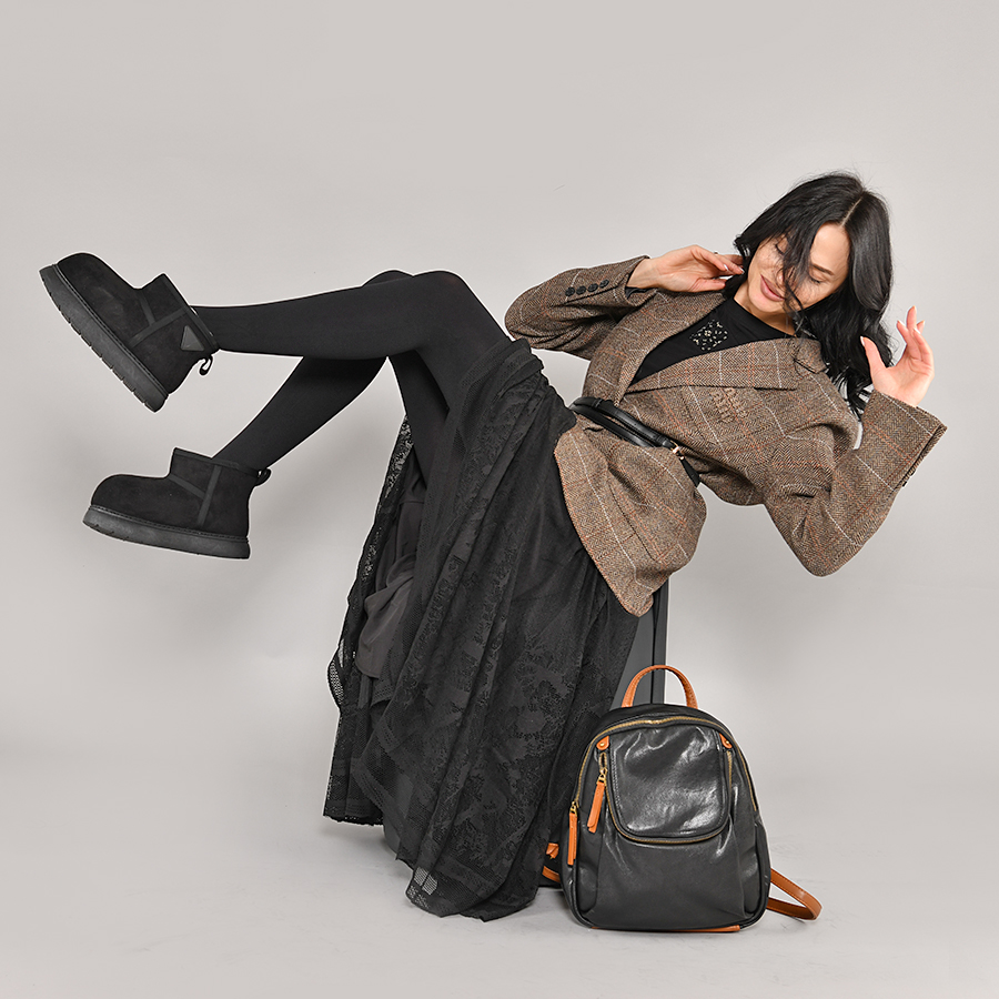 γυναικεία μποτάκια ύφασμα μαύρο 6