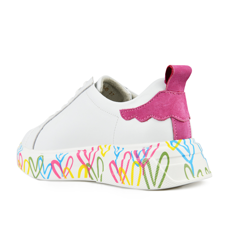 γυναικεία παπούτσια φυσικό δέρμα λευκό\πολύχρωμο 3