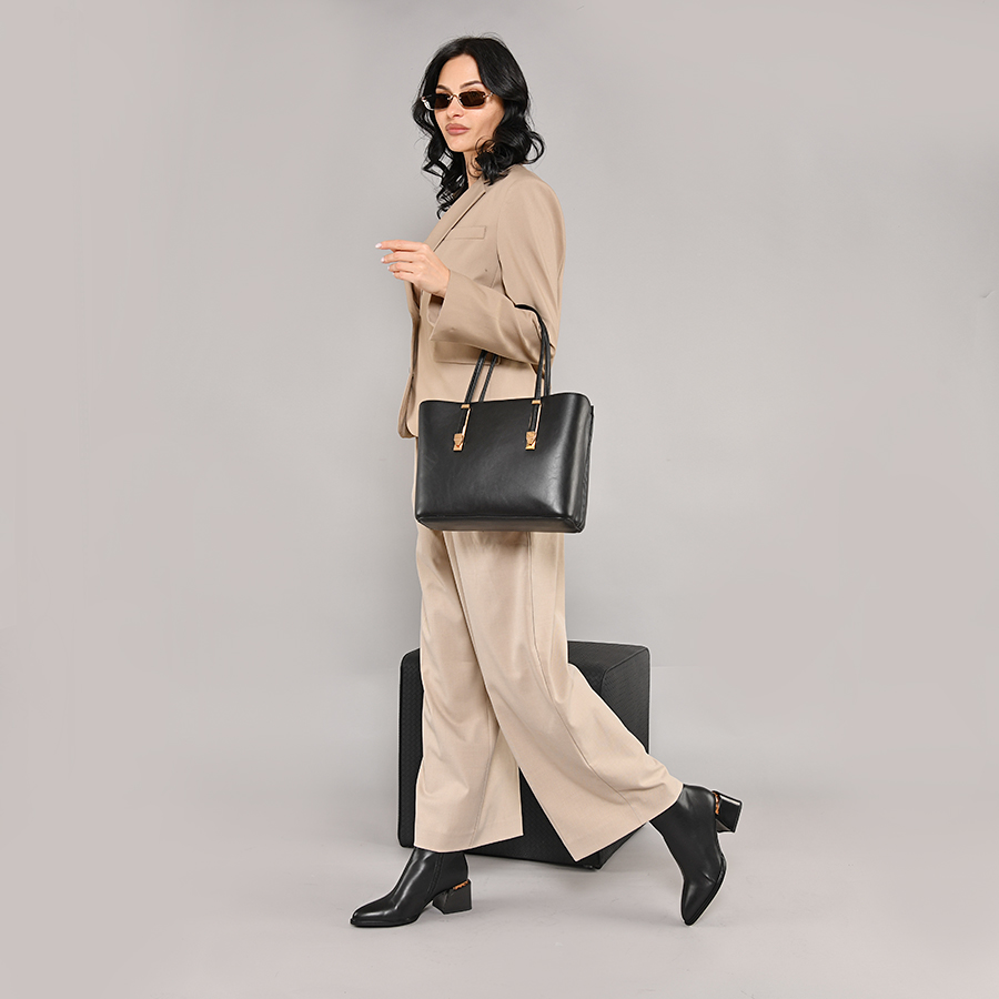 γυναικεία τσάντα οικολογικό δέρμα μαύρη 3