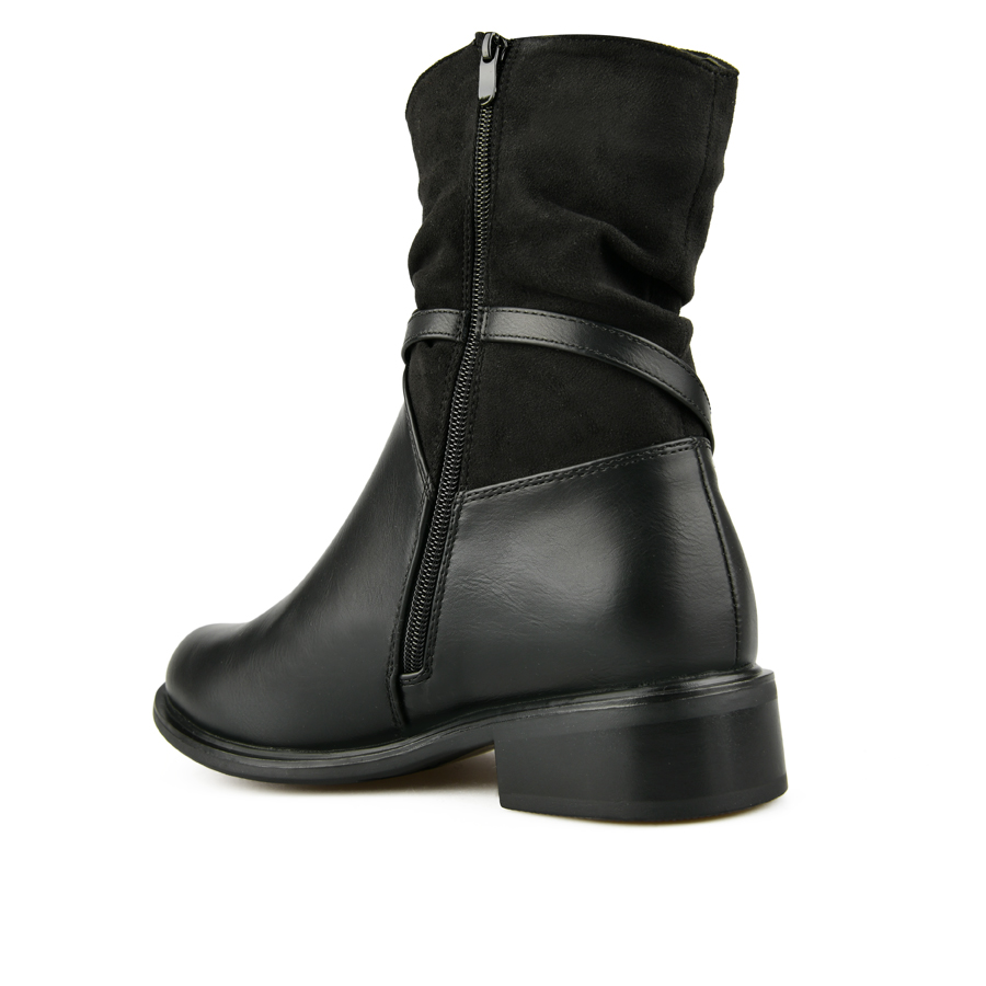 γυναικεία μποτάκια ύφασμα/οικολογικό δέρμα μαύρο 3