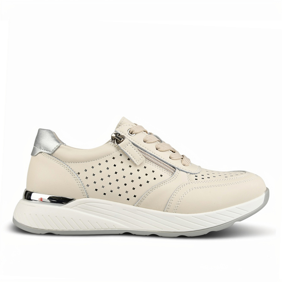 дамски маратонки естествена кожа бежови 0