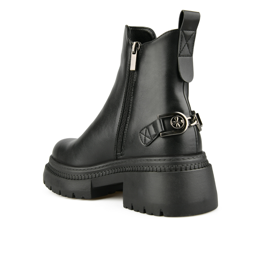 дамски боти еко кожа/текстил черни 3