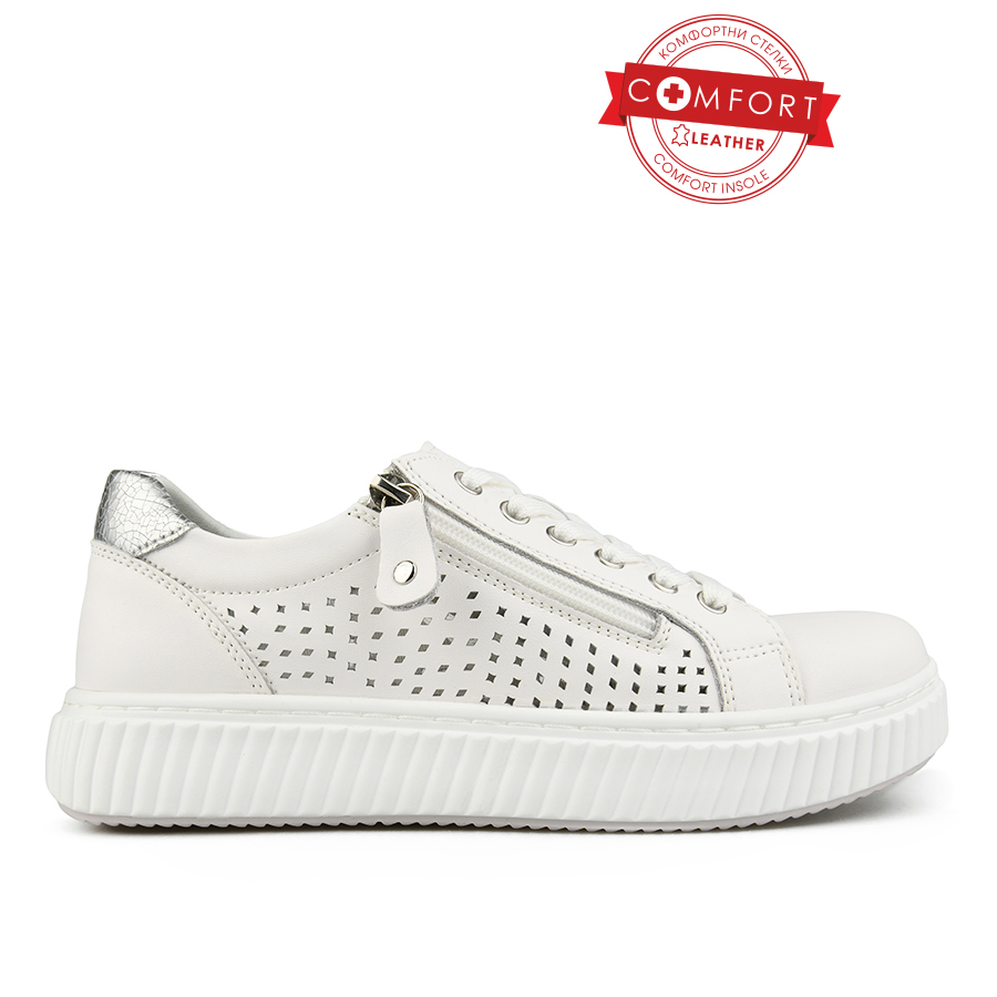 дамски обувки естествена кожа бели 0