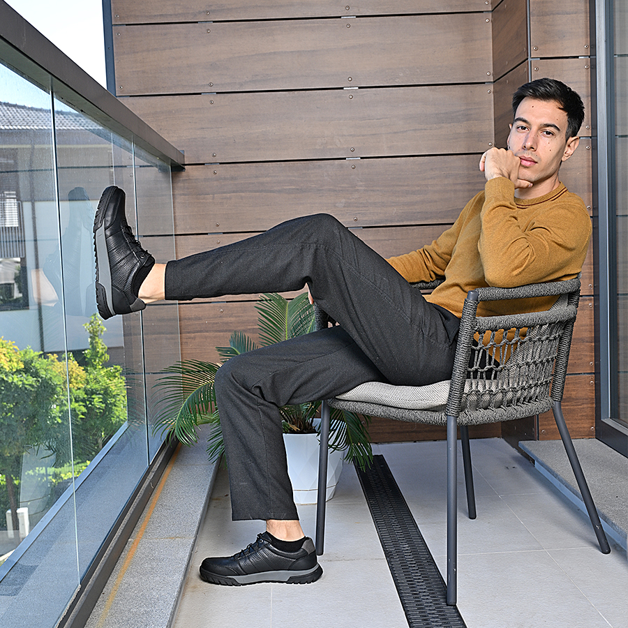 ανδρικά παπούτσια φυσικό δέρμα μαύρο 4