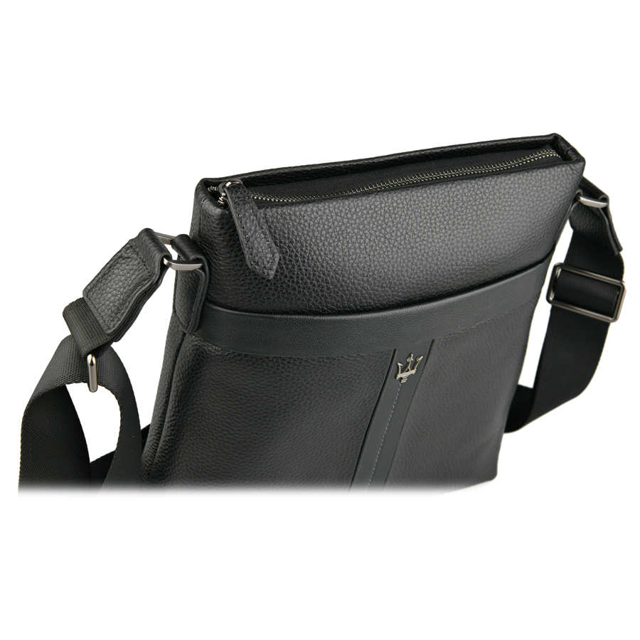 ανδρική τσάντα φυσικό δέρμα μαύρη 2