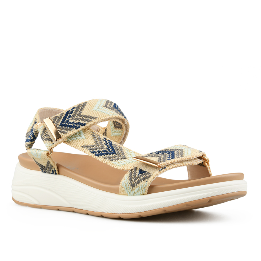 γυναικεία σανδάλια ύφασμα ανοιχτό μπεζ 2