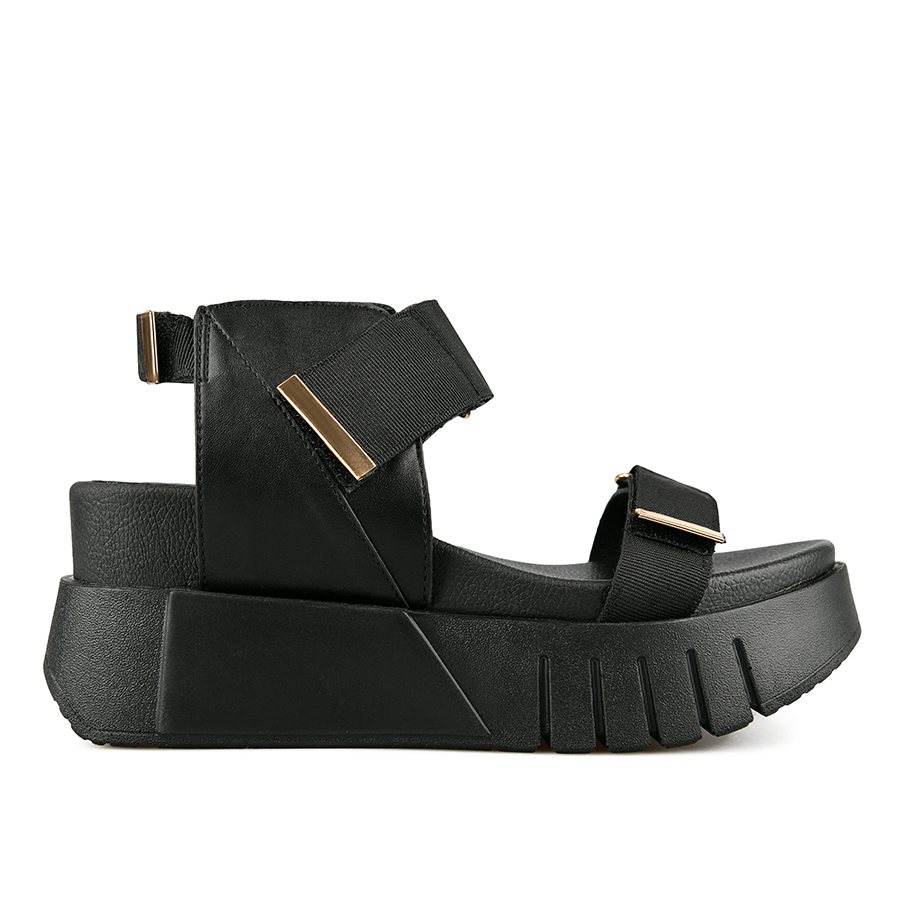 γυναικεία σανδάλια ύφασμα/οικολογικό δέρμα μαύρο 0