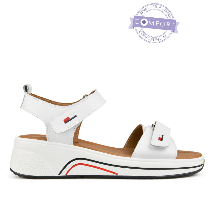 дамски сандали естествена кожа бели 0