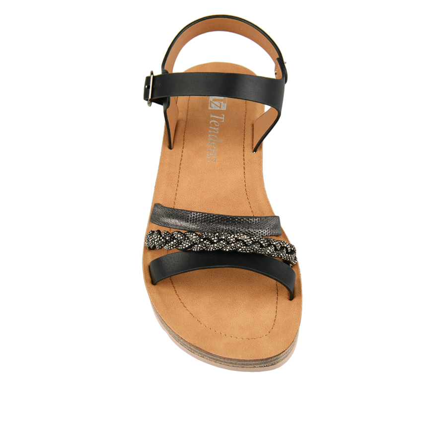 γυναικεία σανδάλια ύφασμα/οικολογικό δέρμα μαύρο 1