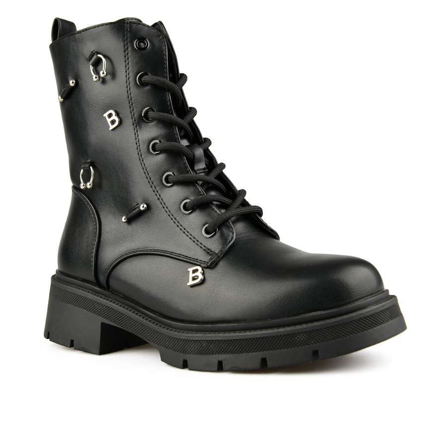 γυναικεία μποτάκια οικολογικό δέρμα μαύρο 1