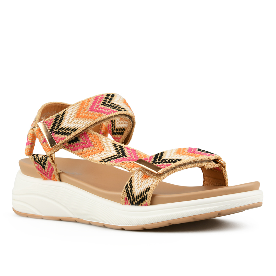 γυναικεία σανδάλια ύφασμα μπεζ 3