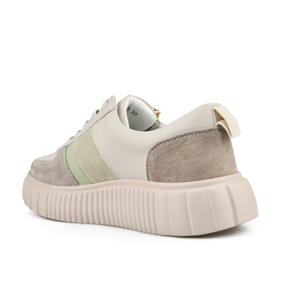 γυναικεία παπούτσια φυσικό δέρμα μπεζ/πράσινα 3