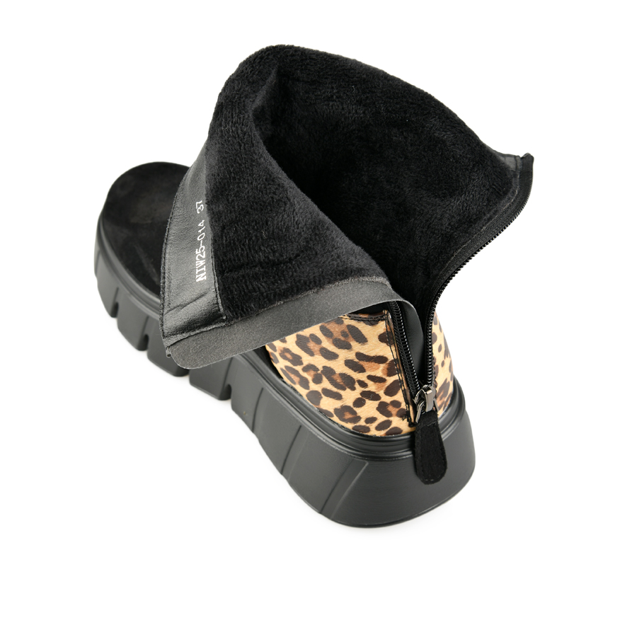 дамски боти текстил/еко кожа черни 5