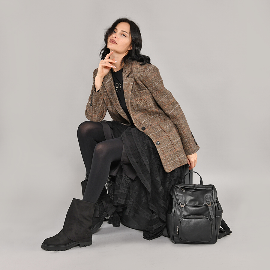 дамски боти текстил черни 6