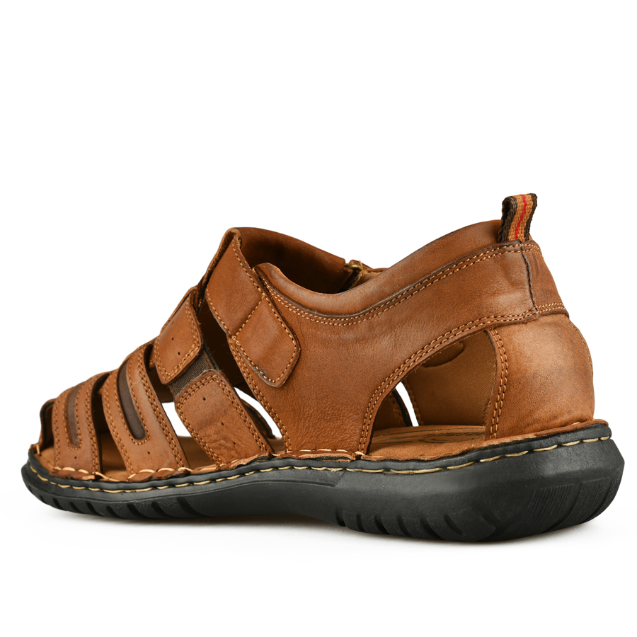 мъжки сандали естествена кожа кафяви 3