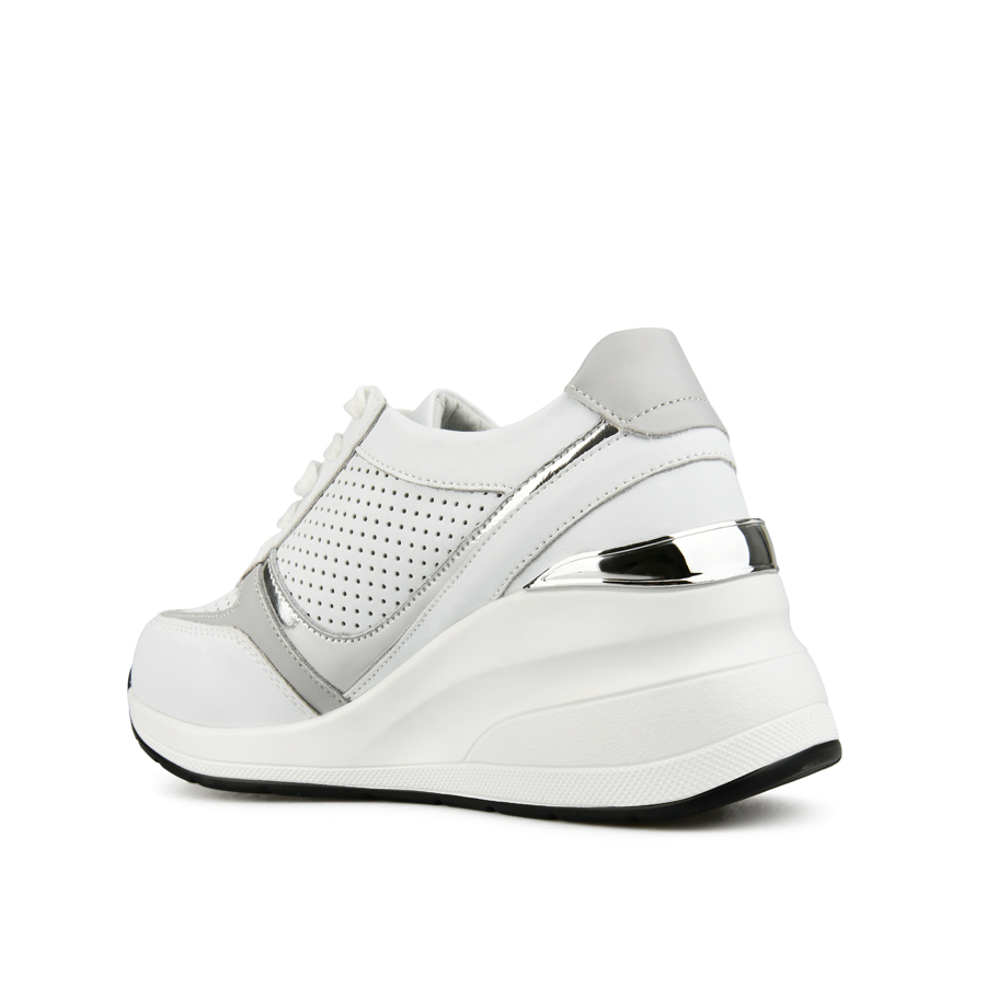 дамски обувки естествена кожа бяло/сребърни 3