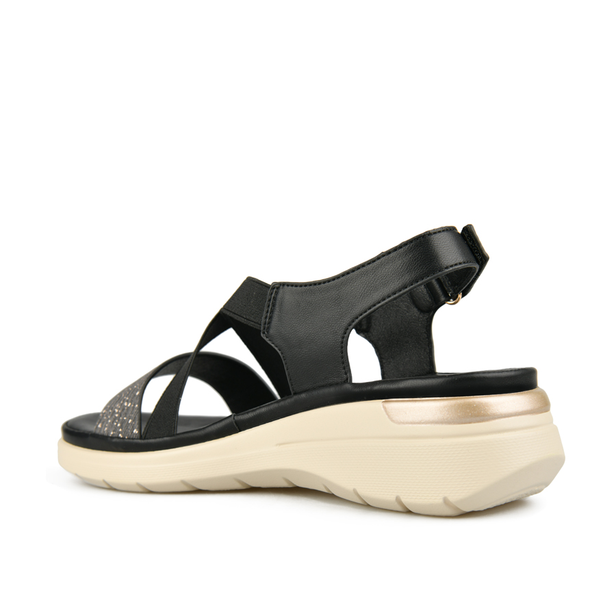 γυναικεία σανδάλια ύφασμα/οικολογικό δέρμα μαύρο 3