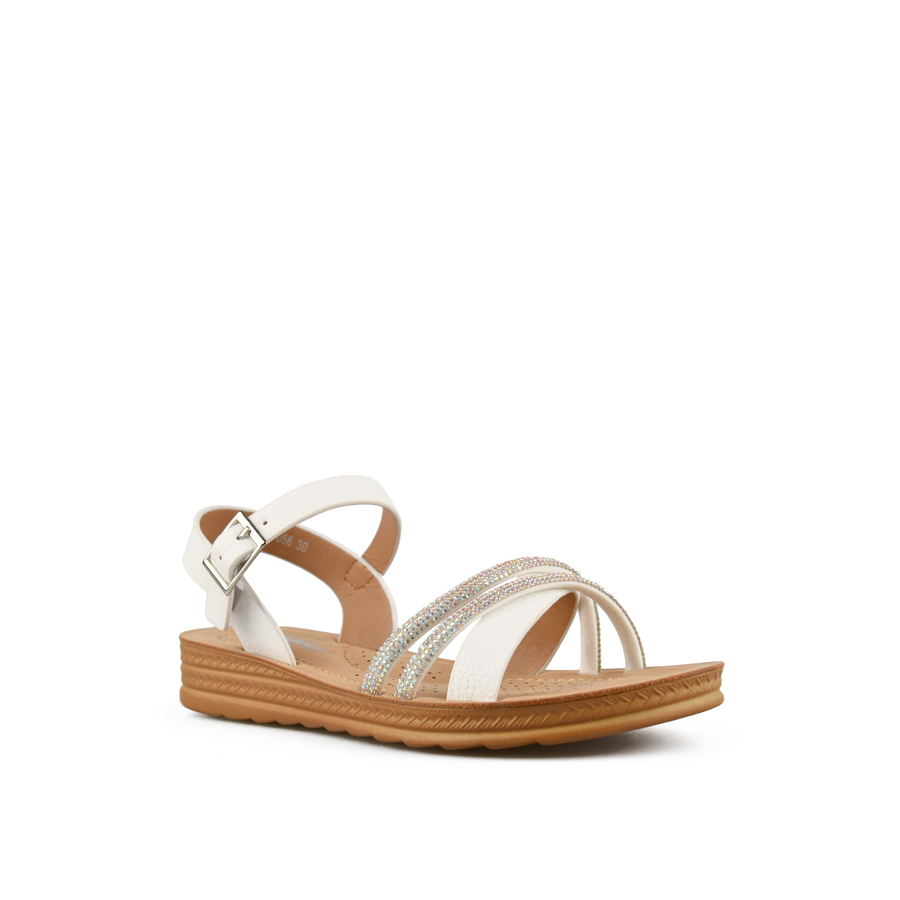 παιδικά σανδάλια ύφασμα/οικολογικό δέρμα λευκά 2