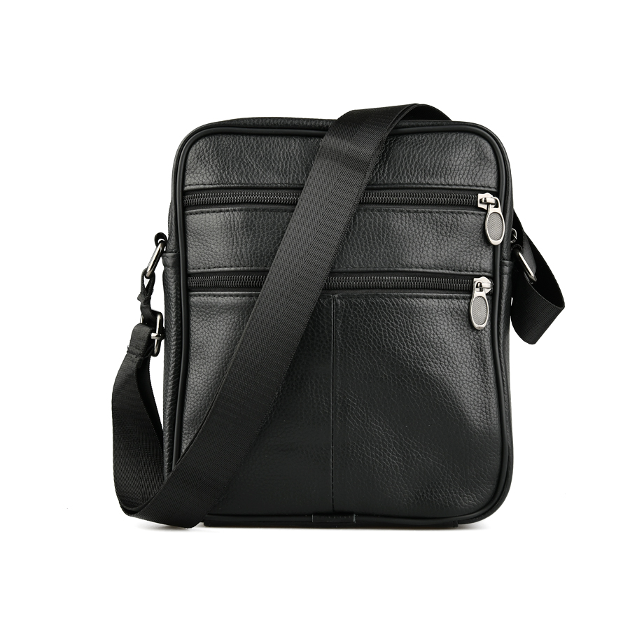 мъжка чанта естествена кожа черна 1