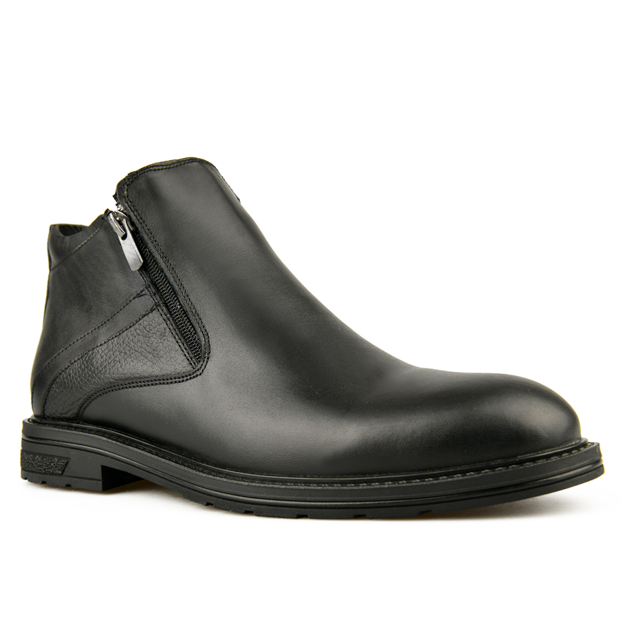 ανδρικά μποτάκια φυσικό δέρμα μαύρο 2